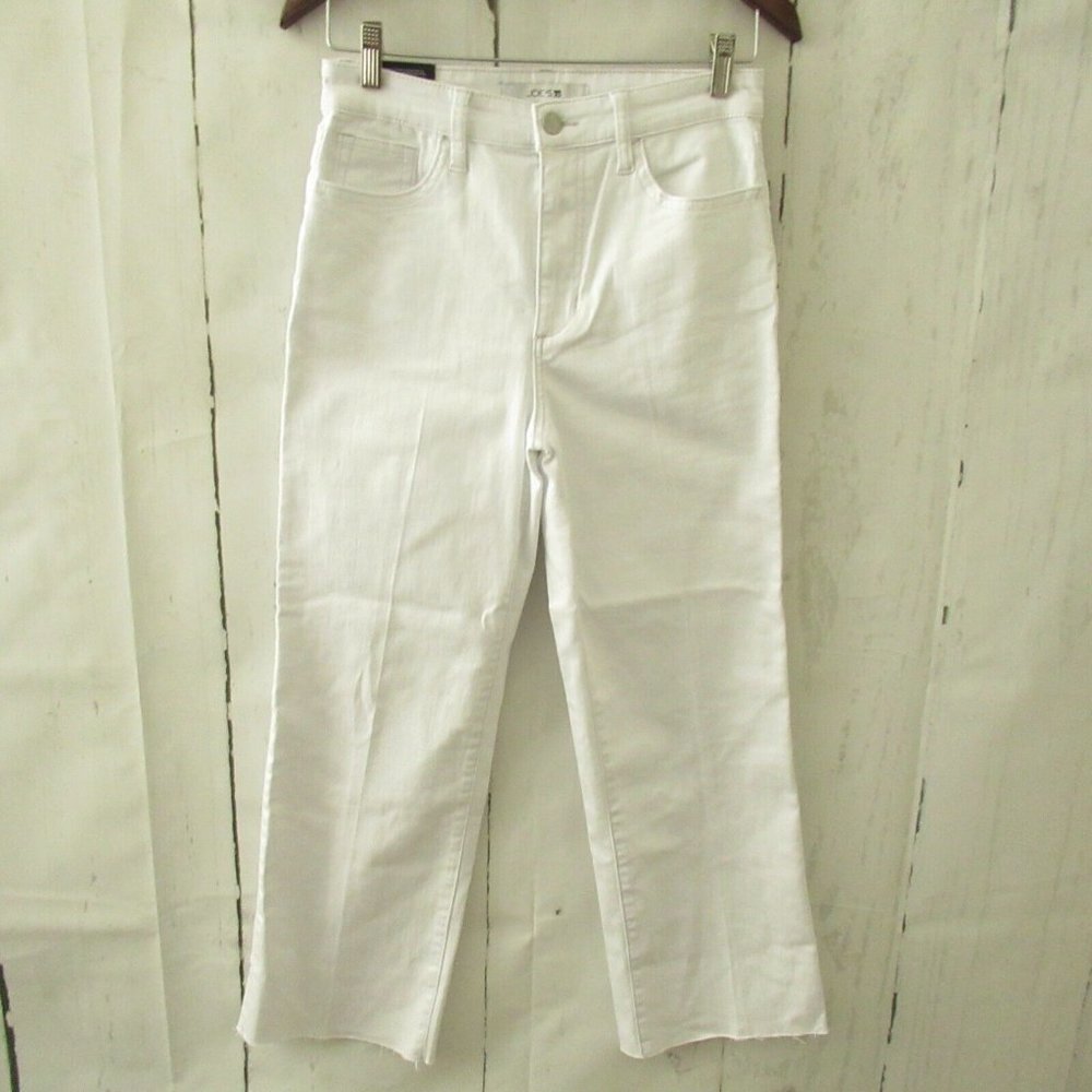 New Joes Jeans 26 White High Rise Wide Leg Crop Raw Hem